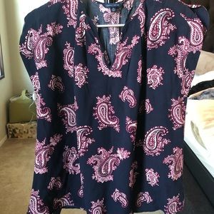 Tommy Hilfiger Navy Blue top paisley design sz XL